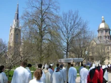 Notre Dame students processing with the Eucharist in 2007