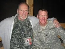 Joe Burns with his son Mike at Al Taqaddum. Joe departed for the U.S. the next day.