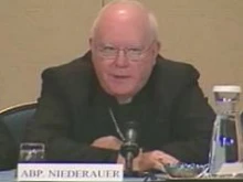 Archbishop George Niederauer speaking at today's press conference