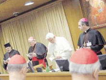 Pope Benedict speaks at the Synod for the Middle East. 