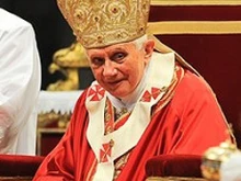 Pope Benedict XVI at today's Mass for Sts. Peter and Paul.