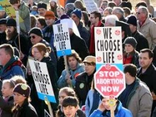 Pro-lifers march in Washington D.C. against abortion.