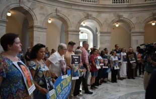 Demonstrators during a "Catholic Day of Action" gather in the Russell Senate building on Capitol Hill, July 18, 2019.   CNA