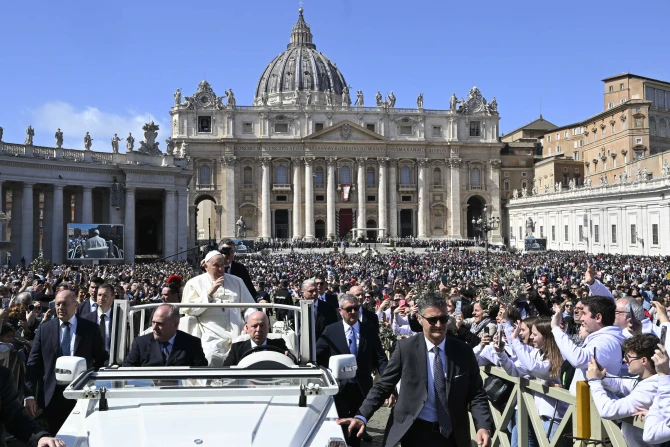 Pope Francis at Palm Sunday Mass in St. Peter's Square on March 24, 2024.