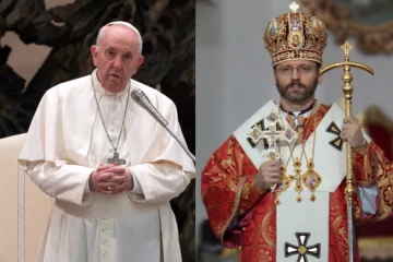 Pope Francis and Major Archbishop Sviatoslav Shevchuk, head of the Ukrainian Greek Catholic Church