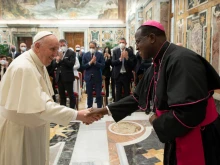 Pope Francis meets members of the voluntary organization Ho Avuto Sete at the Vatican’s Clementine Hall, March 21, 2022.