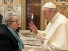 Pope Francis meets members of the Centro Femminile Italiane in the Vatican's Clementine Hall, March 24, 2022.