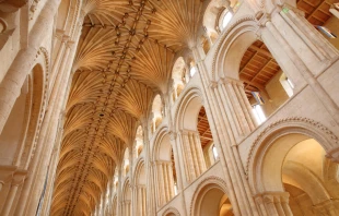 Wide-Angle view of the nave of Norwich Cathedral, England.   Christophe Cappelli / Shutterstock