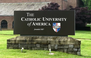 Sign at Catholic University of America.  Bumble Dee/Shutterstock