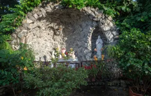 Guangzhou/China - August 16 2018: Grotto of Our Lady at Sha Mian Tang church in Shamian Island.   Lenush/Shutterstock