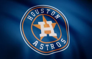 Waving flag with Houston Astros professional team logo.   Media Whalestock/Shutterstock