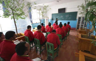 Uighurs learn gardening at reeducation camp (vocational skills training center) in Moyu County, Hotan Prefecture in Xinjiang.    Azamat Imanaliev/Shutterstock. 