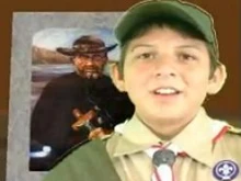 One of the nine Boy Scouts appearing in a video they made for their trip