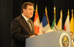 Andrew Walther speaks at a Knights of Columbus state deputies’ meeting in June 2011. Courtesy photo. 