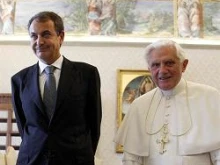 Pope Benedict XVI meets with Prime Minister Zapatero.