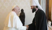 Pope Francis meets with Metropolitan Anthony of Volokolamsk at the Vatican on Aug. 5, 2022.