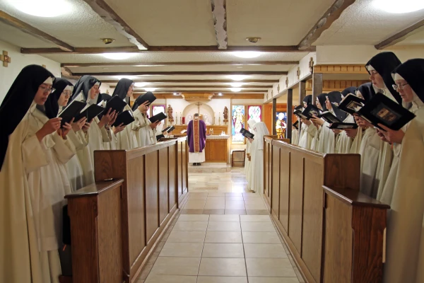 Norbertine Canonesses chant during Mass in 2024. Credit: Photo courtesy of the Norbertine Canonesses