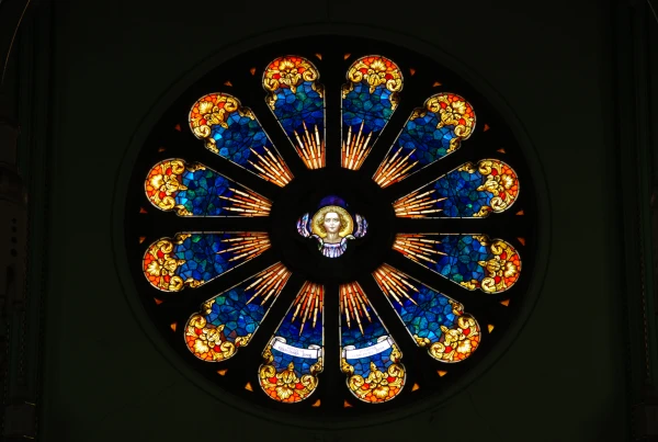 The rose window at St. Stanislaus Kostka Parish in Michigan City, Indiana. Credit: St. Stanislaus Kostka Parish