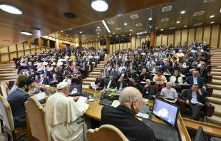 Pope Francis made his remarks on synodality during an annual meeting for moderators of international associations of the faithful, ecclesial movements, and new communities, organized by the Dicastery for Laity, Family and Life on June 13, 2024. Credit: Vatican Media