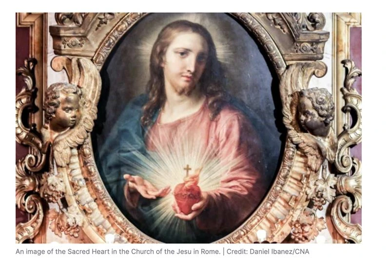 Painting of the Sacred Heart found in Rome’s Church of the Gesù, the mother church of the Society of Jesus, more commonly known as the Jesuits. On Oct. 24, 2024, Pope Francis released a new encyclical, “Dilexit Nos” (“He Loved Us”), in which he calls on Catholics to rediscover the love and compassion found in the heart of Jesus Christ.?w=200&h=150