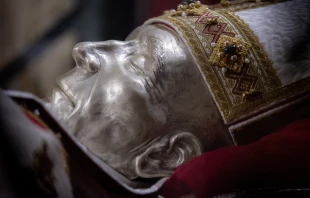 Pope Celestine V was canonized in 1313 and since 1327 has been buried in the Basilica of Santa Maria di Collemaggio in L'Aquila. Daniel Ibáñez / CNA