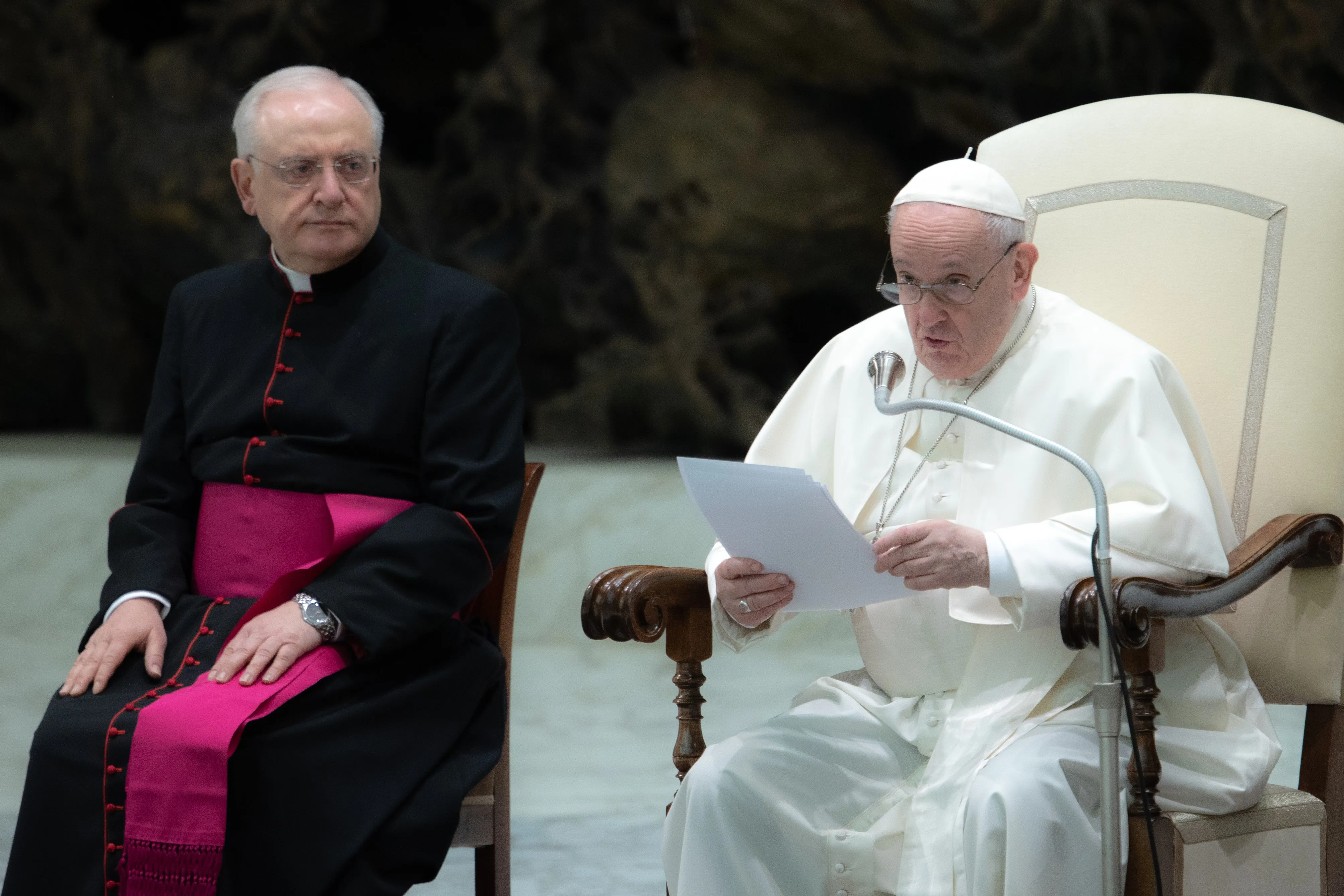 Pope Francis during his general audience in the Paul VI Hall on Jan. 26, 2022.?w=200&h=150