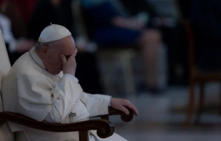 Pope Francis at the Easter Vigil Mass on April 16, 2022. Daniel Ibanez/CNA