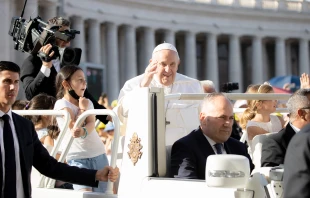 Pope Francis greets families in St. Peter's Square before Mass for the World Meeting of Families 2022 on June 25, 2022 Daniel Ibanez/CNA