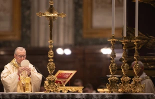 Cardinal Pietro Parolin celebrating Mass for peace in Ukraine on Thursday in the Basilica of St. Mary Major in Rome, Nov. 17, 2022 Daniel Ibáñez / CNA