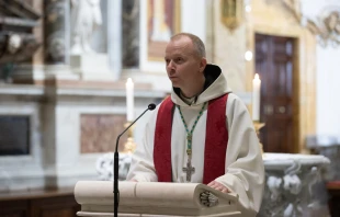 Bishop Erik Varden O.C.S.O, of the Catholic Territorial Prelature of Trondheim, Norway, at the vespers at Santa Maria dell'Anima in Rome. Daniel Ibáñez / CNA