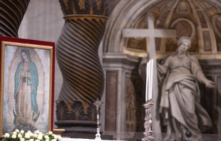 Pope Francis celebrated Mass in St. Peter’s Basilica Dec. 12, 2022, to mark the feast of Our Lady of Guadalupe, patroness of the Americas and the unborn. Credit: Daniel Ibáñez / CNA