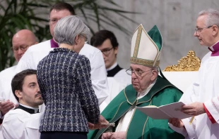 Pope Francis confers the ministry of catechist in St. Peter's Basilica on Jan. 22, 2023. Daniel Ibanez/CNA