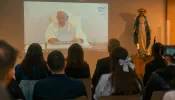 Pope Francis addresses young adults gathered in Tirana, Albania, for the Mediterranean Encounters 2024 conference on Tuesday, Sept. 17, 2024.