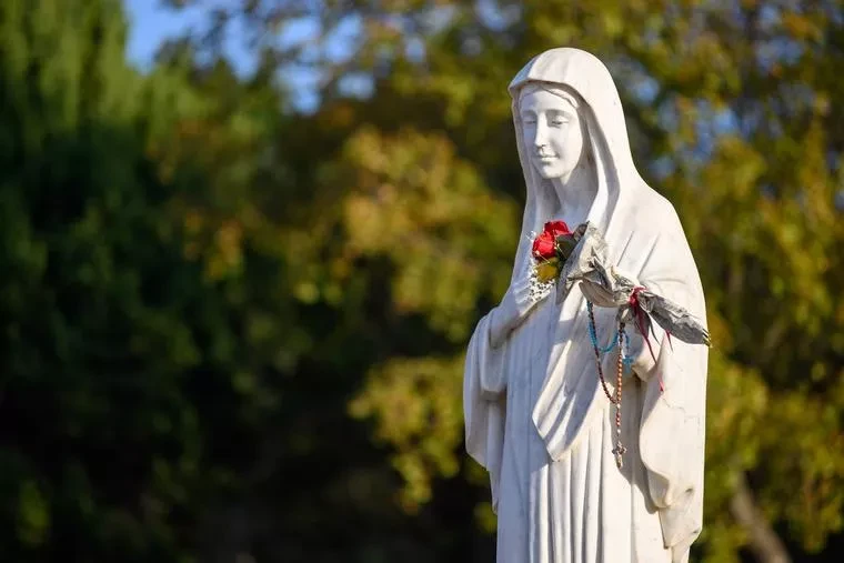 This statue of the Blessed Virgin Mary is on Apparition Hill, overlooking the village of Medjugorje, a town in Bosnia-Herzegovina.?w=200&h=150