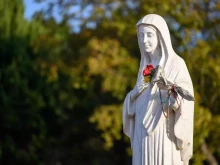 This statue of the Blessed Virgin Mary is on Apparition Hill, overlooking the village of Medjugorje, a town in Bosnia-Herzegovina.