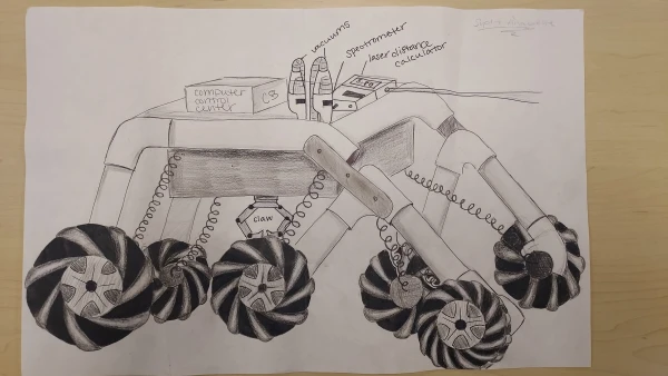 A concept drawing of the Human Exploration Rover Challenge rover design at St. Mary's Catholic School in the Diocese of Richmond. Credit: Peter Tlusty