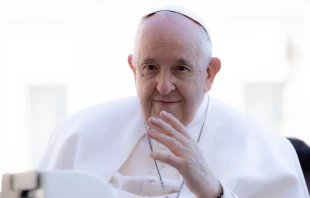 Pope Francis at his Wednesday general audience on April 12, 2023. Daniel Ibanez/CNA