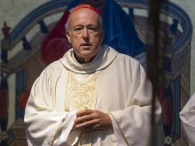 Cardinal Robert McElroy at the Church of San Frumenzio ai Prati Fiscali in Rome on Apr. 23, 2023, when he took possession of his titular church as a cardinal.