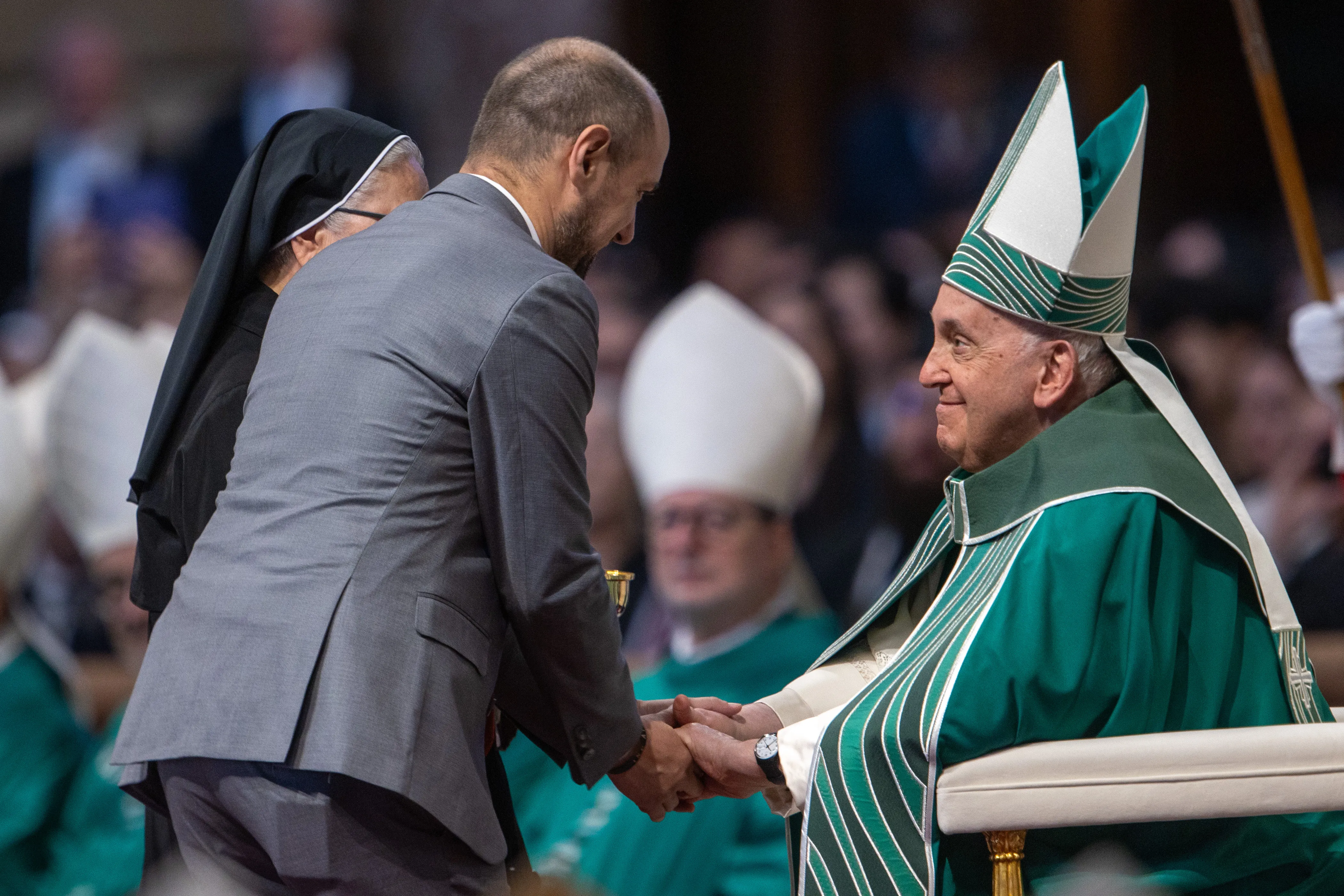 Pope Francis at the Synod on Synodality’s closing Mass in St. Peter’s Basilica on Oct. 29, 2023.?w=200&h=150