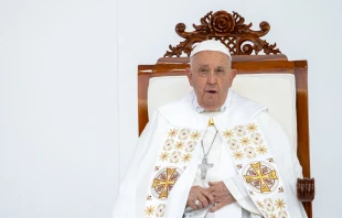 Pope Francis celebrates a Papal Mass at Gelora Bung Karno Stadium in Jakarta on Thursday, Sept. 5, 2024. Credit: Daniel Ibáñez/CNA