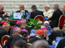 Pope Francis addresses participants of the first meeting of the full assembly of the Synod on Synodality on Oct. 2, 2024.