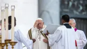 Pope Francis makes the sign of the cross as he opens the second assembly of the Synod on Synodality with a Mass on Oct. 2, 2024, in St. Peter’s Square.