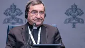 The Maronite Catholic eparch of Batroun, Bishop Mounir Khairallah, attends a Synod on Synodality press conference on Oct. 5, 2024, at the Vatican.