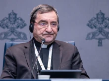 The Maronite Catholic eparch of Batroun, Bishop Mounir Khairallah, attends a Synod on Synodality press conference on Oct. 5, 2024, at the Vatican.