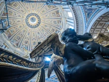 The Vatican has announced that the completed restorations on the soaring baldacchino over the central altar of St. Peter’s Basilica designed by Gian Lorenzo Bernini will be unveiled on Oct. 27, 2024.