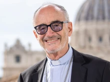 Cardinal Michael Czerny, SJ, on the set of EWTN News live from at the Synod on Synodality, Oct. 22, 2024.