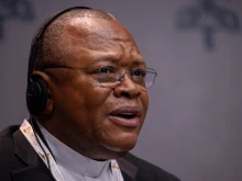 Cardinal Fridolin Ambongo Besungu, OFM Cap, president of the Symposium of Episcopal Conferences of Africa and Madagascar (SECAM), speaks at a press briefing for the Synod on Synodality at the Vatican on Oct. 24, 2024.