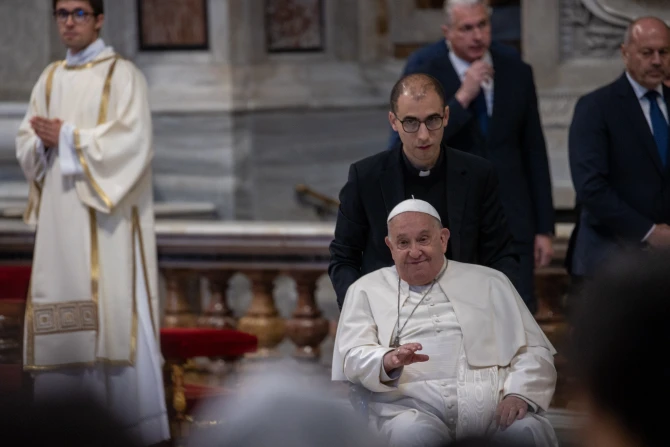 Pope Francis smiles at participants ga