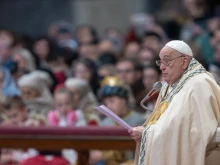 Pope Francis delivers his homily during the Jan. 1, 2025, Mass at St. Peter's Basilica, marking both the solemnity of Mary, Mother of God and the 58th World Day of Peace.