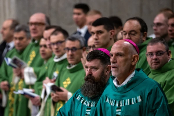 Clergy from around the world attend the Jan. 26, 2025, Word of God Sunday Mass at St. Peter's Basilica. Credit: Daniel Ibáñez/CNA